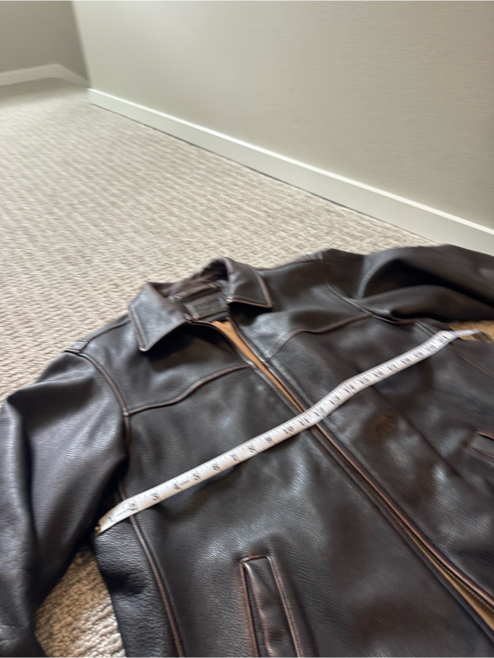Vintage Sonoma Chocolate Brown Leather Bomber Jacket - Large - Picture 4 of 16